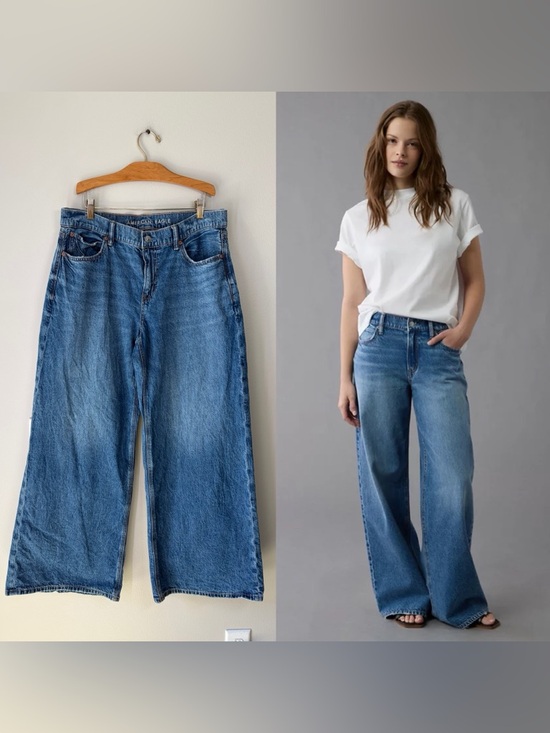 American Eagle Outfitters Denim - American Eagle Dreamy Drape Strigid Low-Rise Ultra Wide-Leg Jeans
